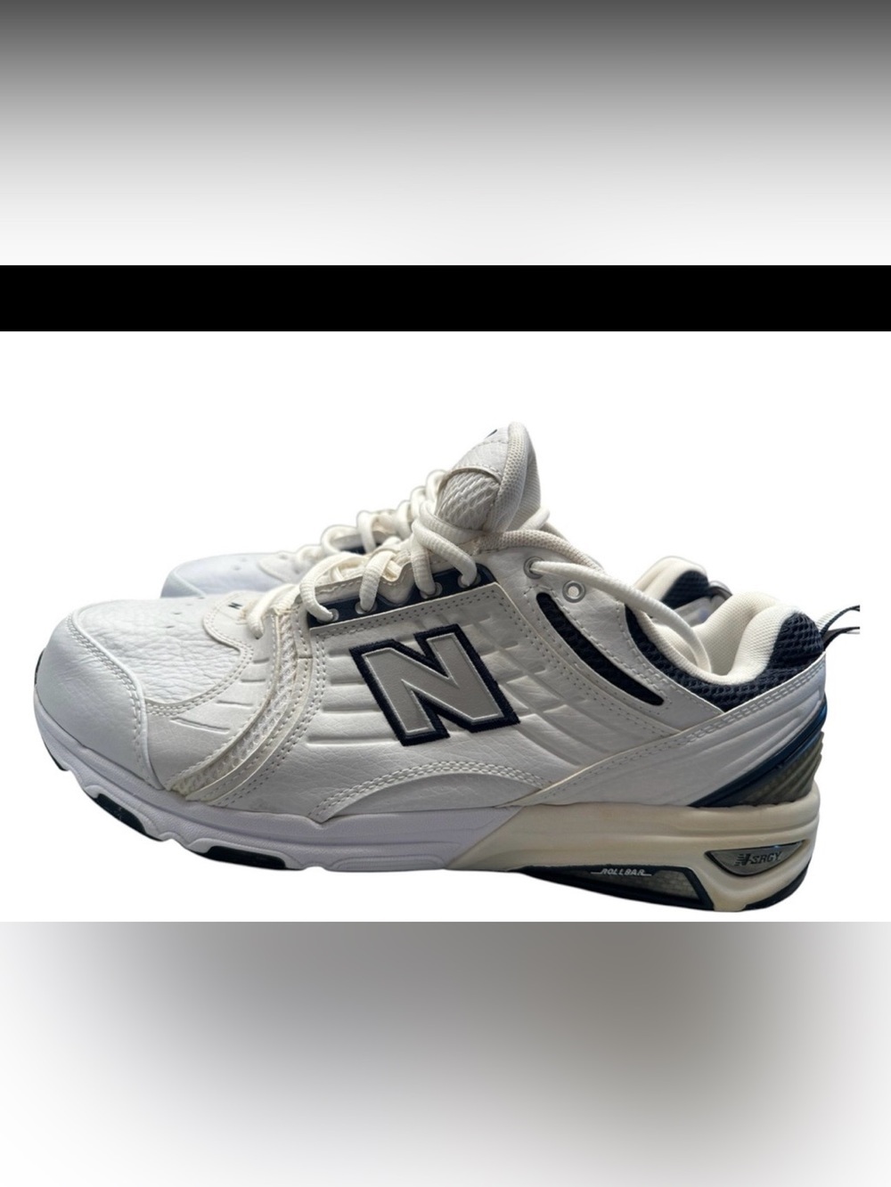 New Balance 856 MX856WN White/Navy Leather Low Top Men's Rollbar Sneakers